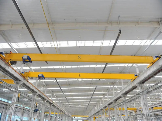 FEM 5Ton Single Beam European Overhead Crane Dengan Trolley Yellow Painting