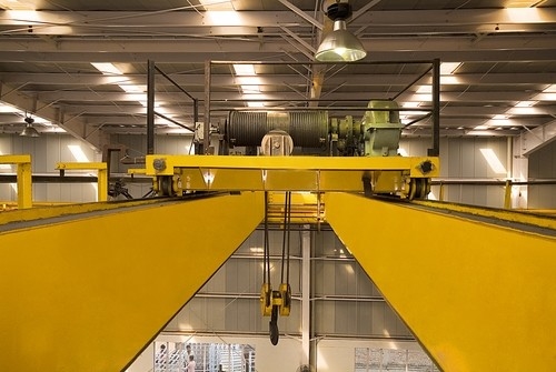 50Ton Model Eropa Yellow Double Girder EOT Crane Dengan Motor ABB Di Bengkel