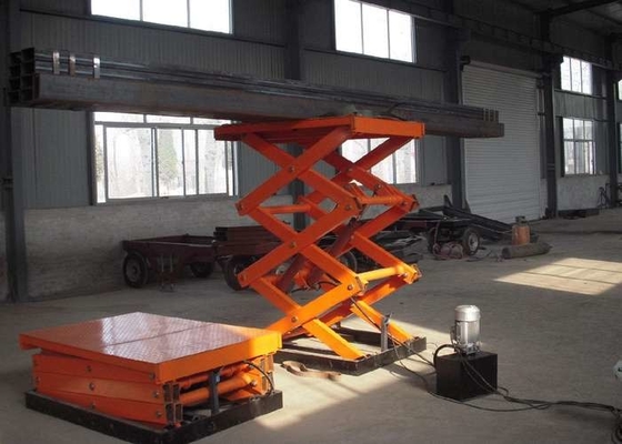 SANTO Stasioner Hidrolik 3 Ton Scissor Lift 5.5KW Lift Listrik Untuk Konstruksi