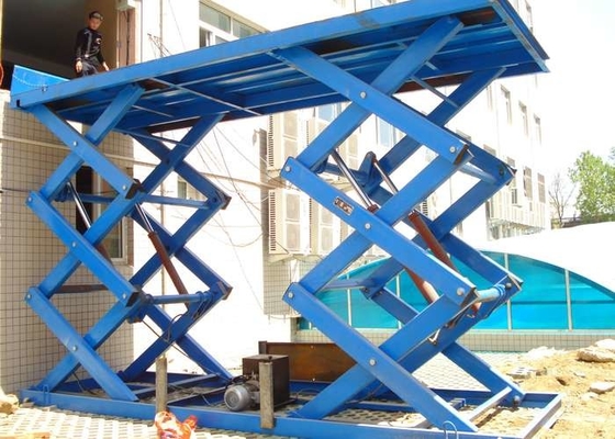 SANTO Stasioner Hidrolik 3 Ton Scissor Lift 5.5KW Lift Listrik Untuk Konstruksi