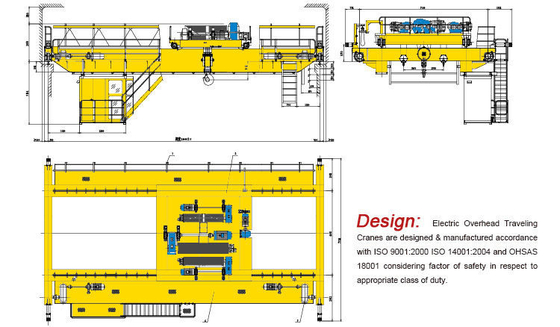 Gudang Double Girder Overhead Crane Trolley Kecepatan Perjalanan Disesuaikan