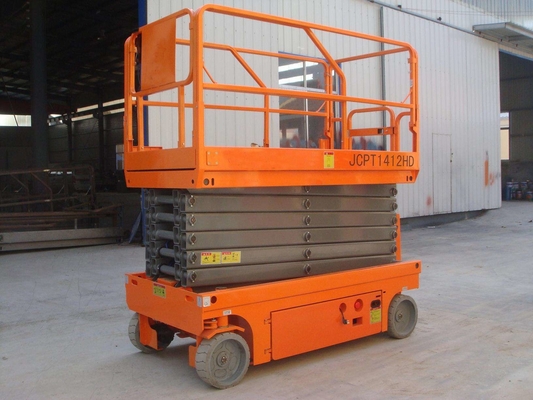 8m Sampai 14m Tinggi Self Propelled Electric Scissor Lift 300kg Mobile Aerial Work Platform