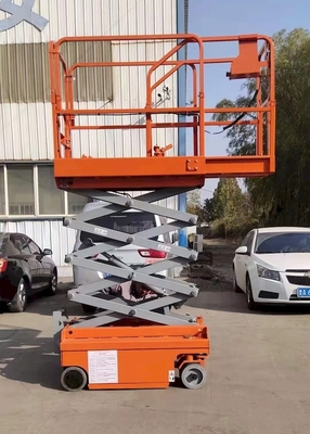 8m Sampai 14m Tinggi Self Propelled Electric Scissor Lift 300kg Mobile Aerial Work Platform
