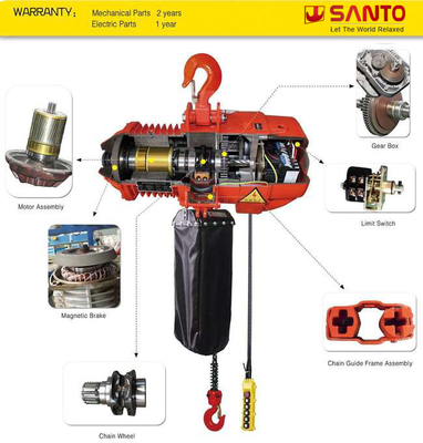 Hoist Rantai Listrik HHBD 2 Ton Khusus Dengan Pengait / Trolley Bermotor