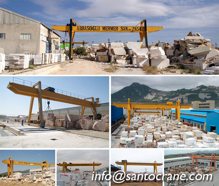 80ton Heavy Duty Double Girder Gantry Cranes Untuk Mengangkat Batu Granit Dan Marmer