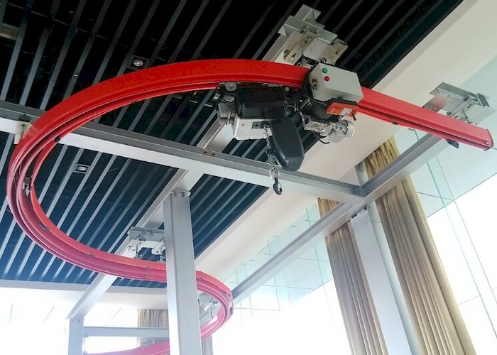 Rentang 3m Sampai 12m Lokakarya Ceiling Track KBK Crane Dengan Electric Hoist